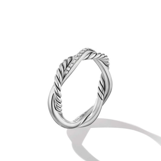 Petite Infinity Twisted Ring with Pave Diamonds - David Yurman- Diamond Cellar