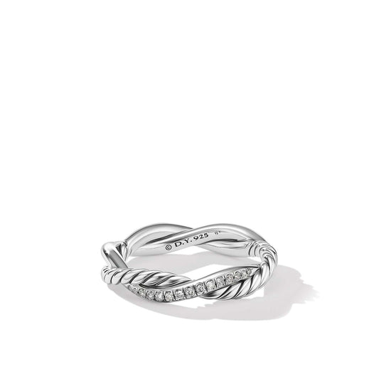 Petite Infinity Twisted Ring with Pave Diamonds - David Yurman- Diamond Cellar