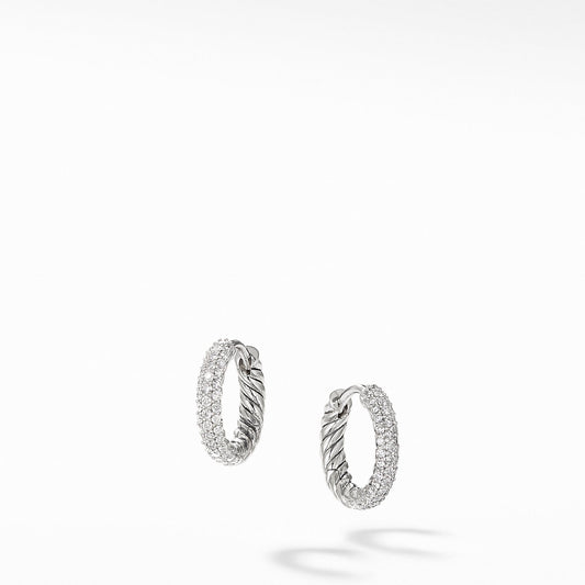 Petite Pave Hoop Earrings with Diamonds - David Yurman- Diamond Cellar