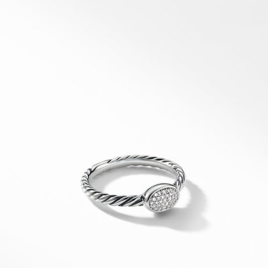 Petite Pave Oval Ring with Diamonds - David Yurman- Diamond Cellar