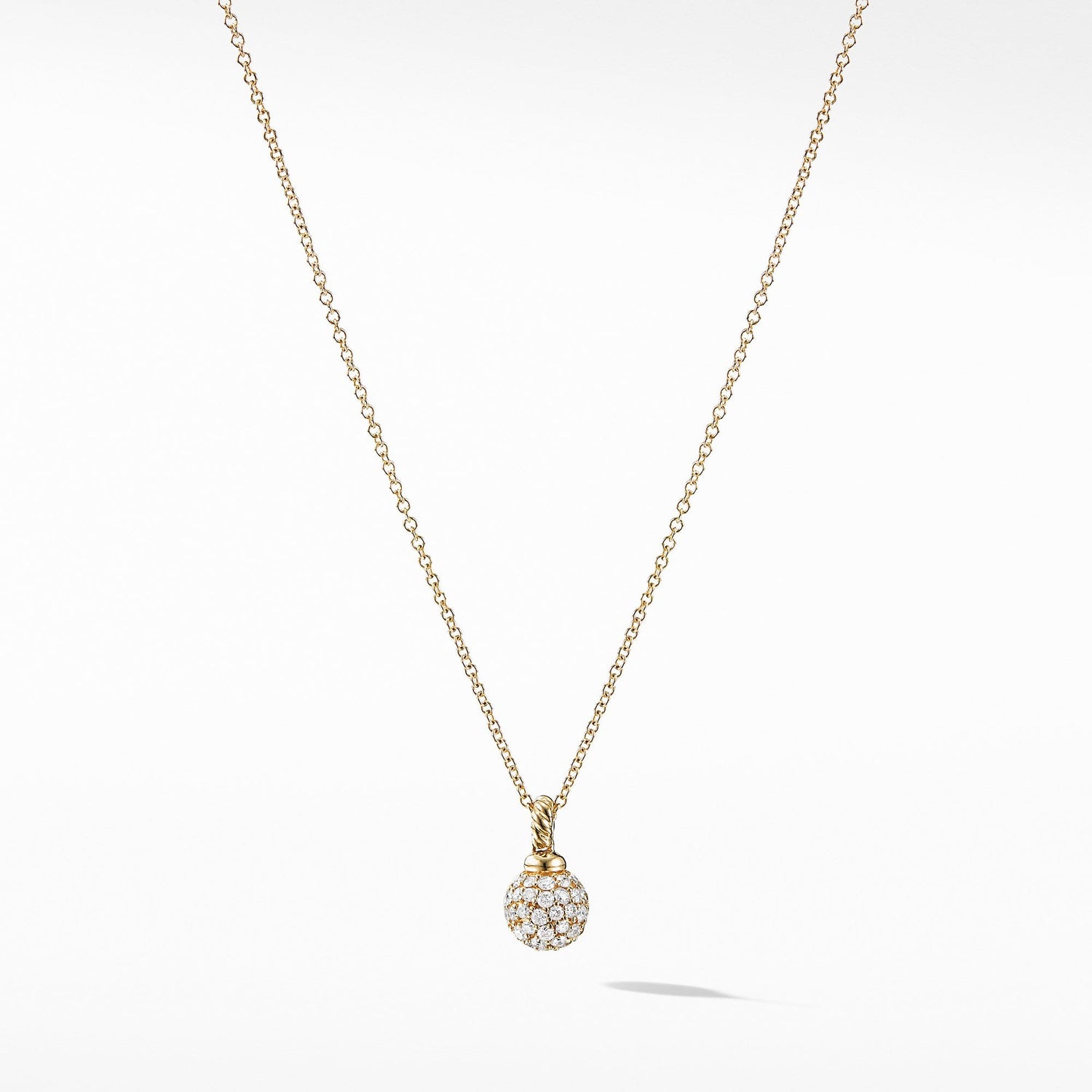Petite Solari Pave Pendant Necklace with Diamonds in 18K Gold - David Yurman- Diamond Cellar