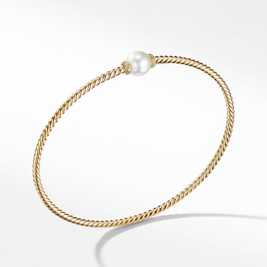 Petite Solari Station Bracelet with Cultured Pearl and Diamonds in 18K Gold - David Yurman- Diamond Cellar
