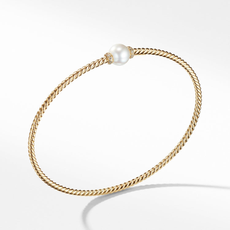Petite Solari Station Bracelet with Cultured Pearl and Diamonds in 18K Gold - David Yurman- Diamond Cellar