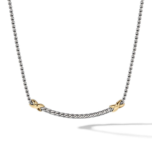 Petite X Bar Necklace with 18K Yellow Gold - David Yurman- Diamond Cellar