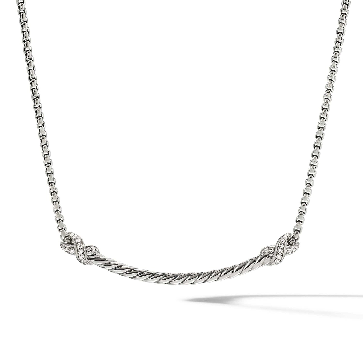 Petite X Bar Necklace with Pave Diamonds - David Yurman- Diamond Cellar