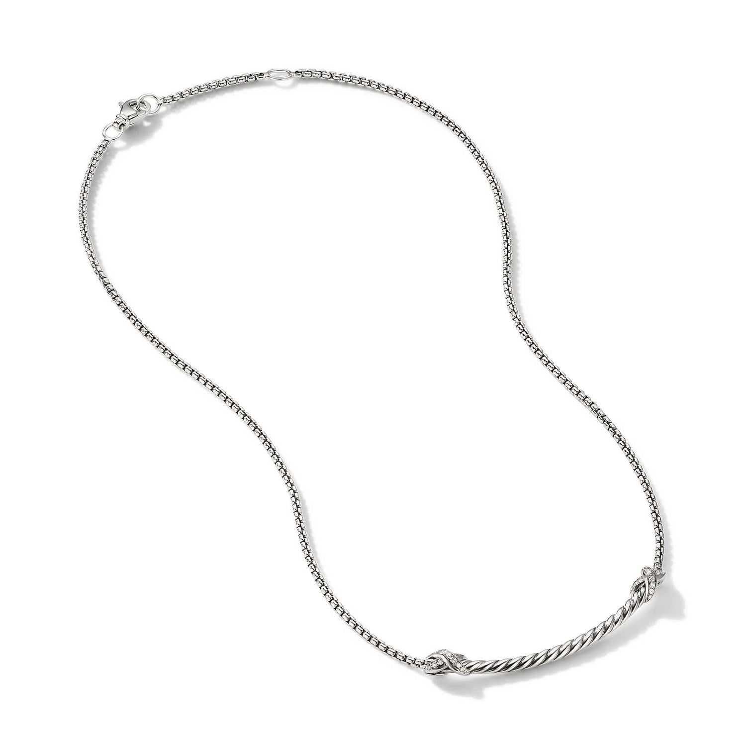 Petite X Bar Necklace with Pave Diamonds - David Yurman- Diamond Cellar