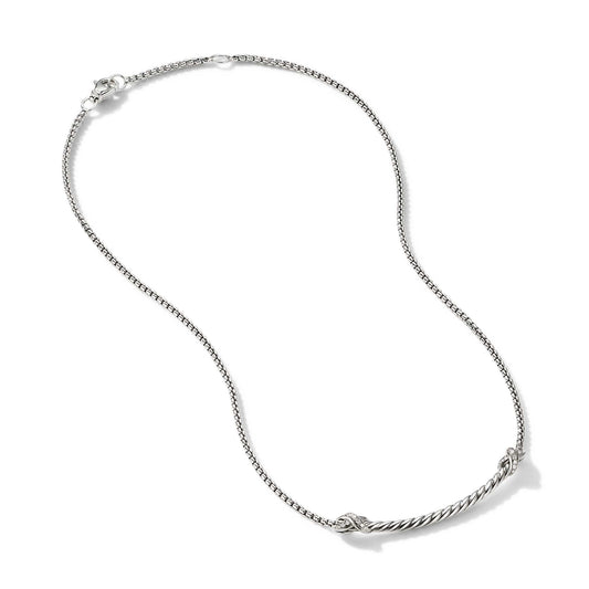 Petite X Bar Necklace with Pave Diamonds - David Yurman- Diamond Cellar