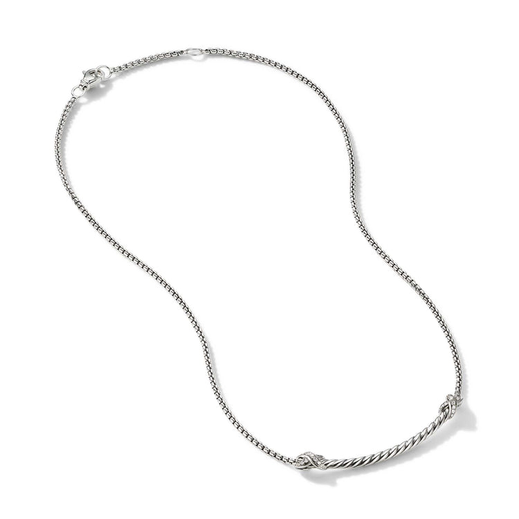 Petite X Bar Necklace with Pave Diamonds - David Yurman- Diamond Cellar