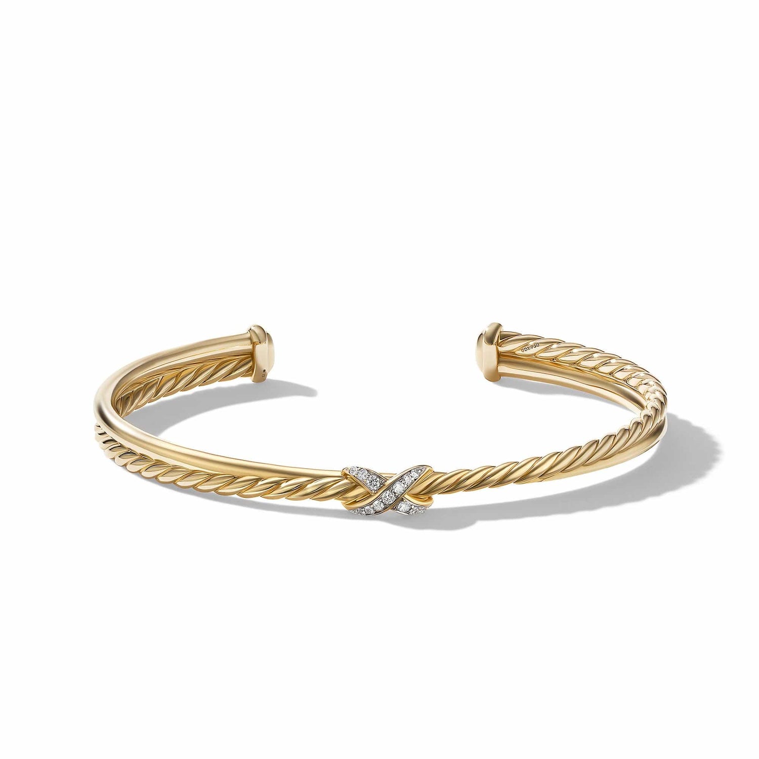 Petite X Bracelet in 18K Yellow Gold with Pave Diamonds - David Yurman- Diamond Cellar