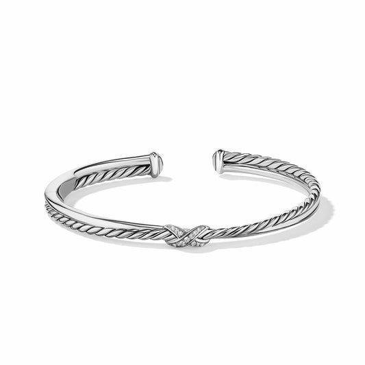 Petite X Center Station Bracelet with Pave Diamonds - David Yurman- Diamond Cellar