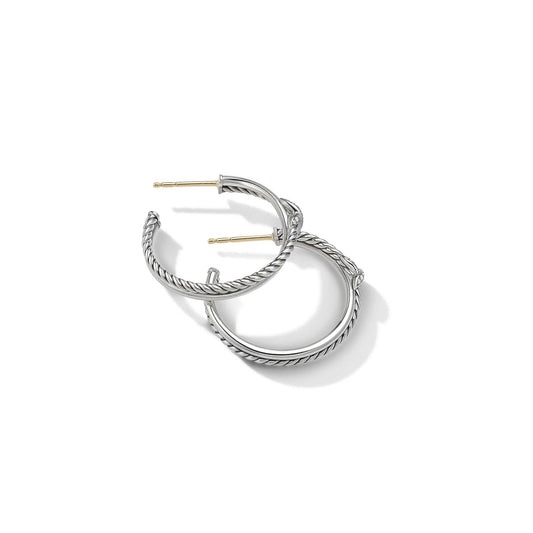 Petite X Hoop Earrings with Pave Diamonds - David Yurman- Diamond Cellar