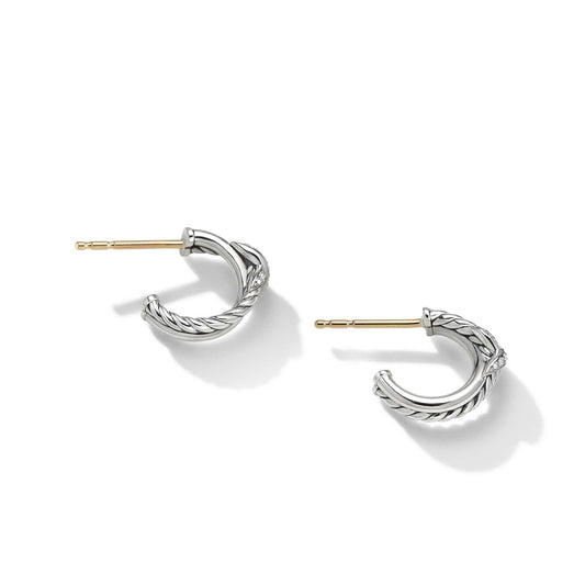 Petite X Mini Hoop Earrings with Pave Diamonds - David Yurman- Diamond Cellar