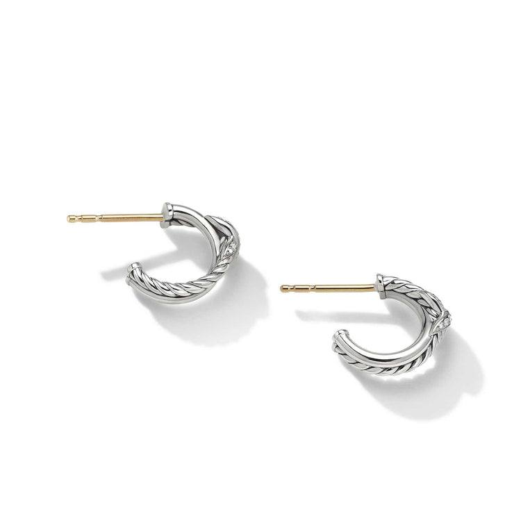 Petite X Mini Hoop Earrings with Pave Diamonds - David Yurman- Diamond Cellar