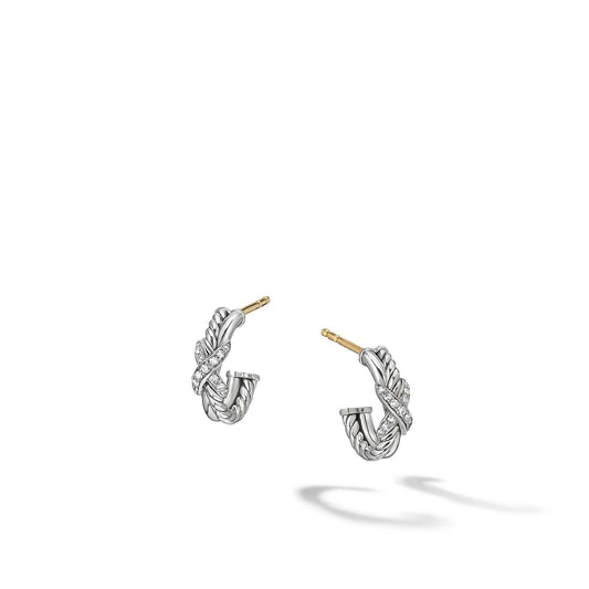 Petite X Mini Hoop Earrings with Pave Diamonds - David Yurman- Diamond Cellar