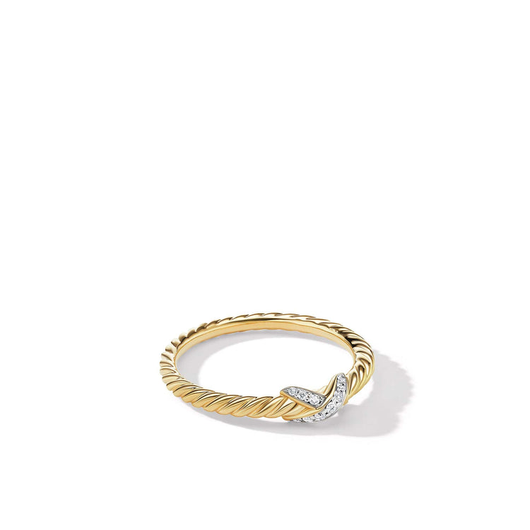 Petite X Ring in 18K Yellow Gold with Pave Diamonds - David Yurman- Diamond Cellar