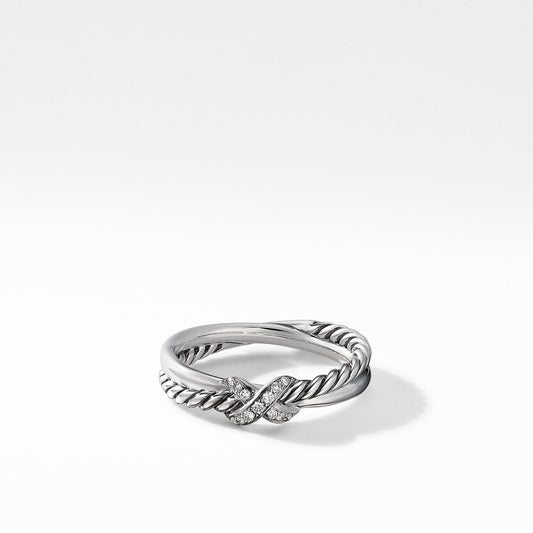 Petite X Ring with Pave Diamonds - David Yurman- Diamond Cellar