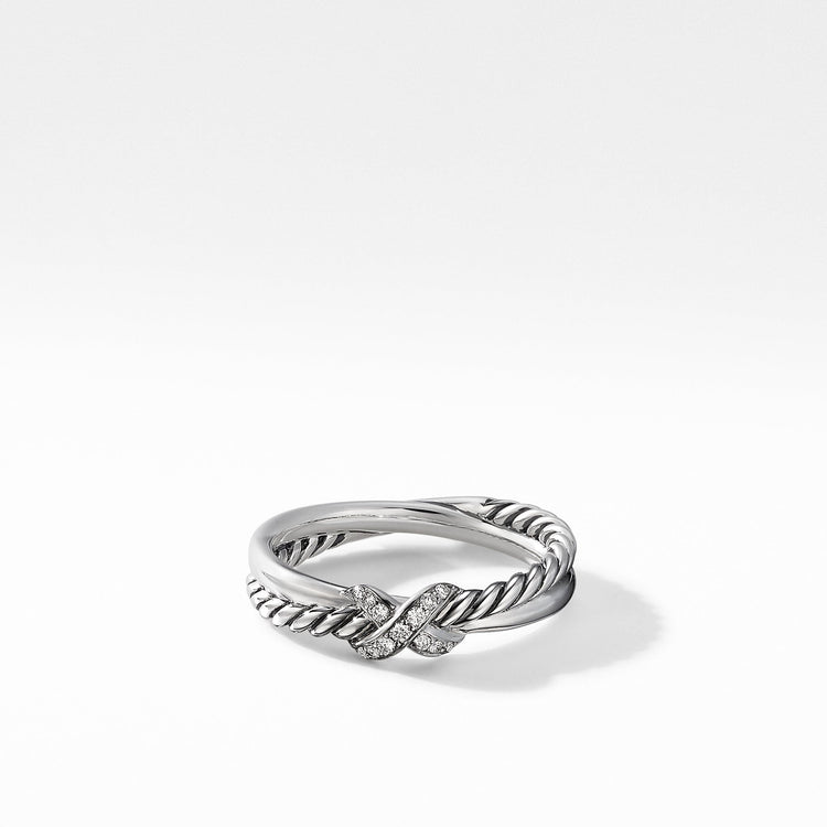 Petite X Ring with Pave Diamonds - David Yurman- Diamond Cellar