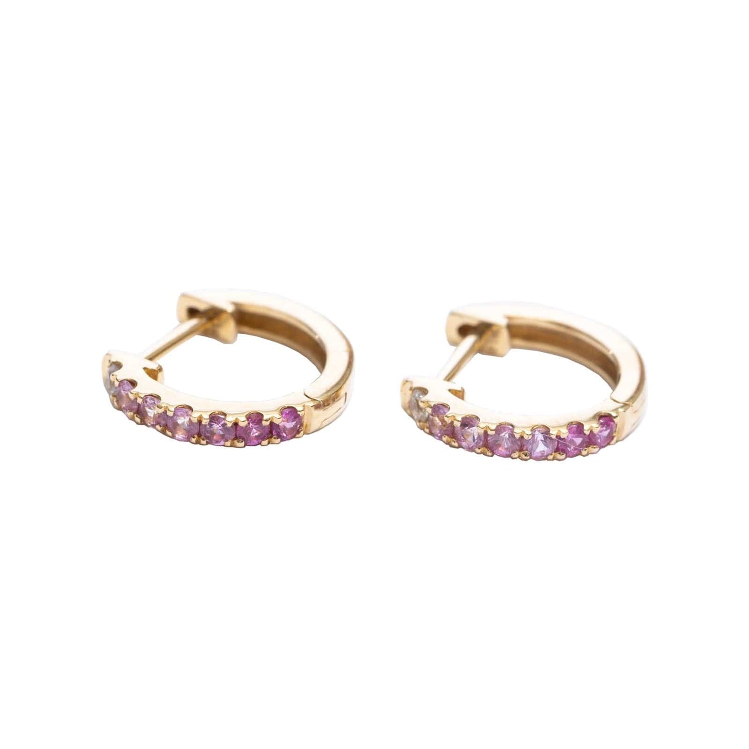 Pink Gradient Sapphire Huggie Earrings - Diamond Cellar- Diamond Cellar