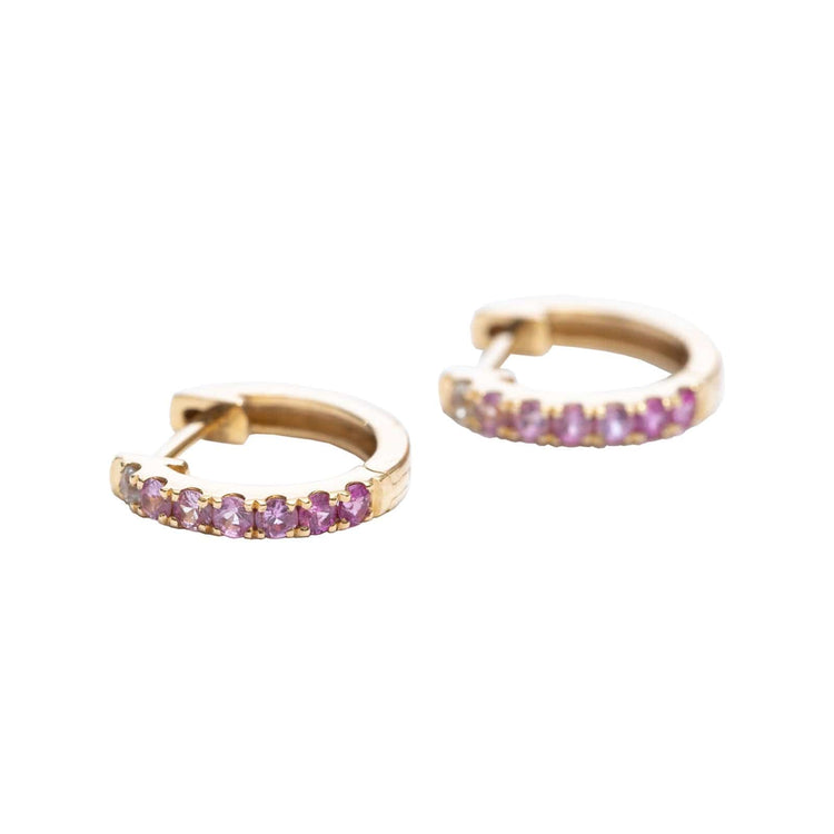 Pink Gradient Sapphire Huggie Earrings - Diamond Cellar- Diamond Cellar