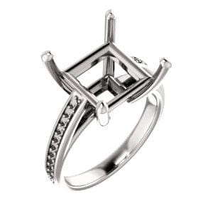 Platinum 10 mm Square Engagement Ring Mounting - STULLER- Diamond Cellar
