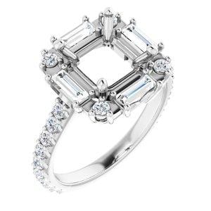 Platinum 7 mm Square 1 CTW Diamond Semi-Set Engagement Ring - STULLER- Diamond Cellar