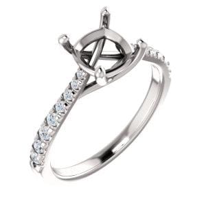 Platinum 7x7 mm Cushion 1/5 CTW Diamond Semi-Set French-Set Engagement Ring - STULLER- Diamond Cellar