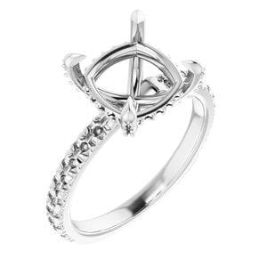 Platinum 9 mm Cushion Engagement Ring Mounting - STULLER- Diamond Cellar