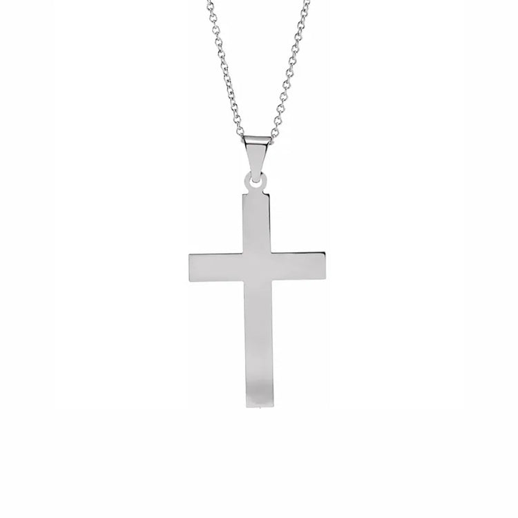 Polished Cross Necklace in Sterling Silver - Diamond Cellar- Diamond Cellar