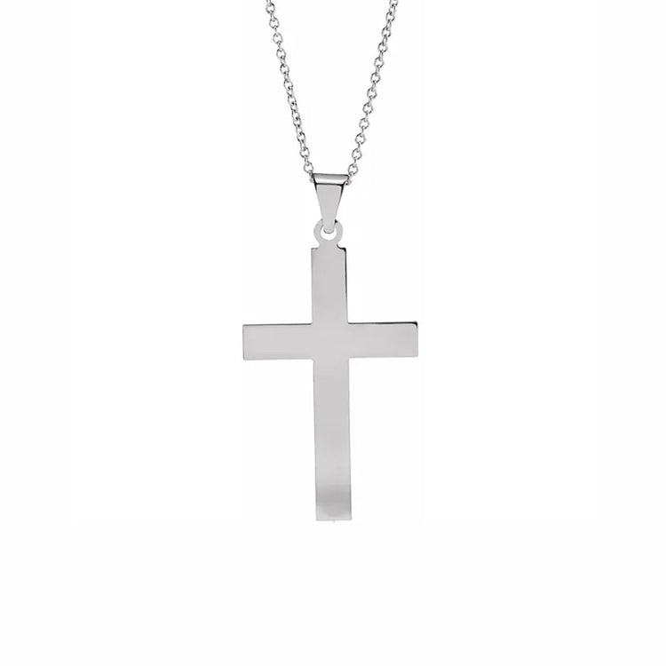 Polished Cross Necklace in White Gold - Diamond Cellar- Diamond Cellar