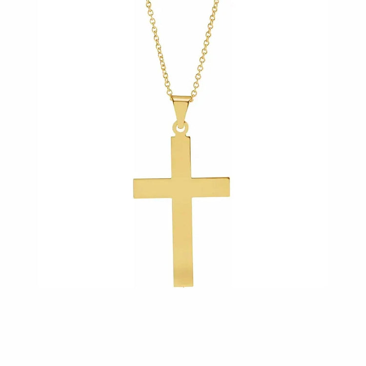 Polished Cross Necklace in Yellow Gold - Diamond Cellar- Diamond Cellar