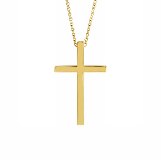 Polished Cross Necklace in Yellow Gold - Diamond Cellar- Diamond Cellar