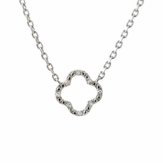 Quatrefoil Necklace with Diamonds - Diamond Cellar- Diamond Cellar