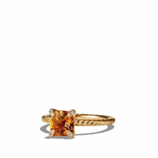 Ring with Citrine and Diamonds in 18K Gold - David Yurman- Diamond Cellar