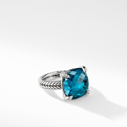 Ring with Hampton Blue Topaz and Diamonds - David Yurman- Diamond Cellar