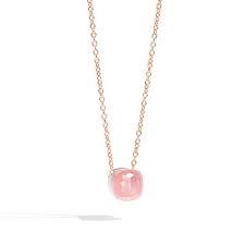 Rose Quartz & Light Brown Diamond Nudo Necklace - Pomellato- Diamond Cellar