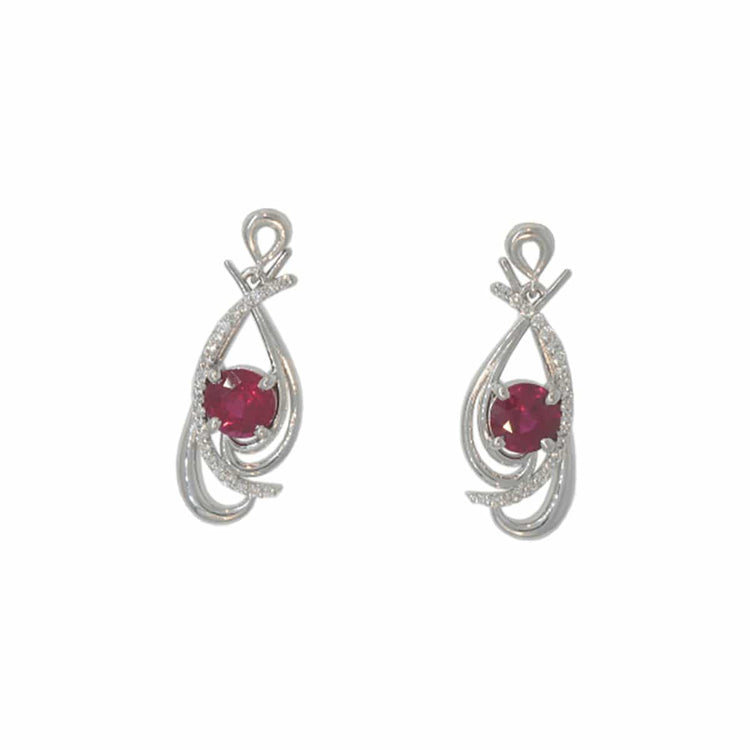 Ruby and Diamond Dangle Earrings - Diamond Cellar- Diamond Cellar