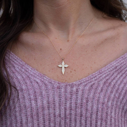 Scattered Diamond Cross Necklace - Diamond Cellar- Diamond Cellar
