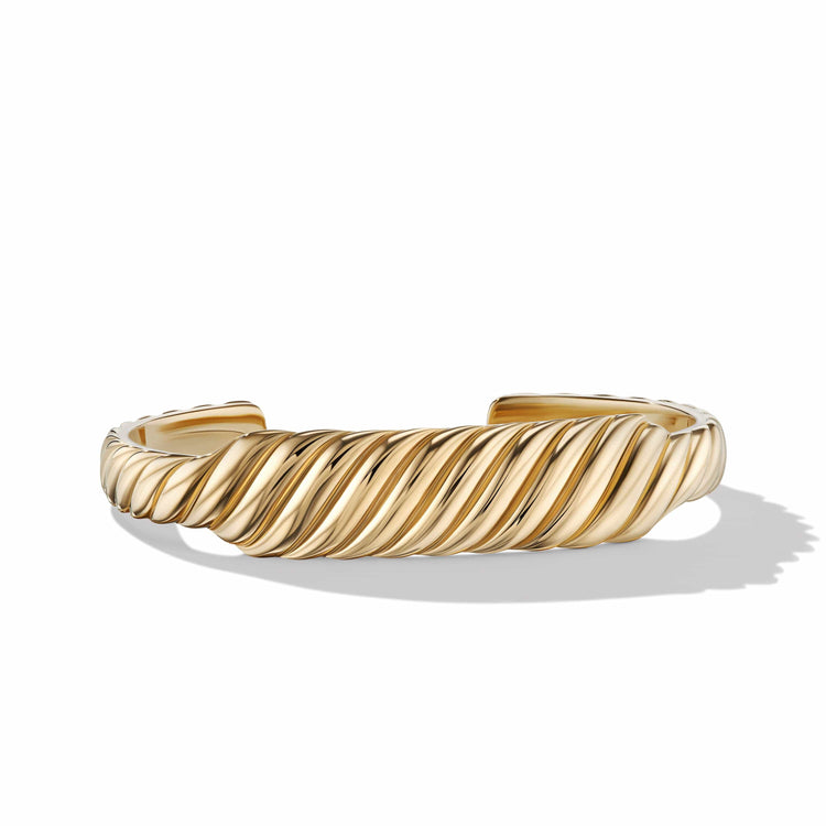 Sculpted Cable Contour Cuff Bracelet in 18K Yellow Gold - David Yurman- Diamond Cellar