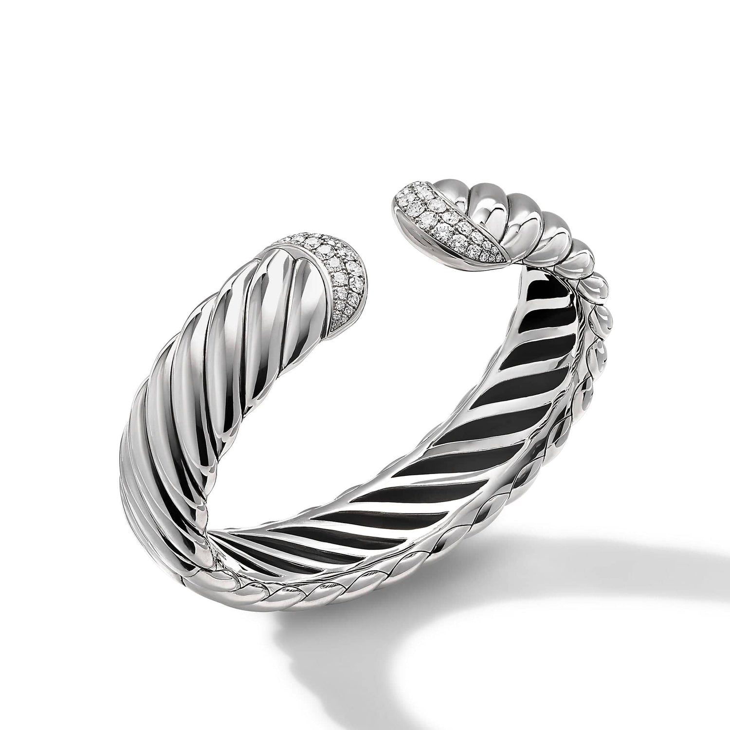 Sculpted Cable Cuff Bracelet with Pave Diamonds - David Yurman- Diamond Cellar