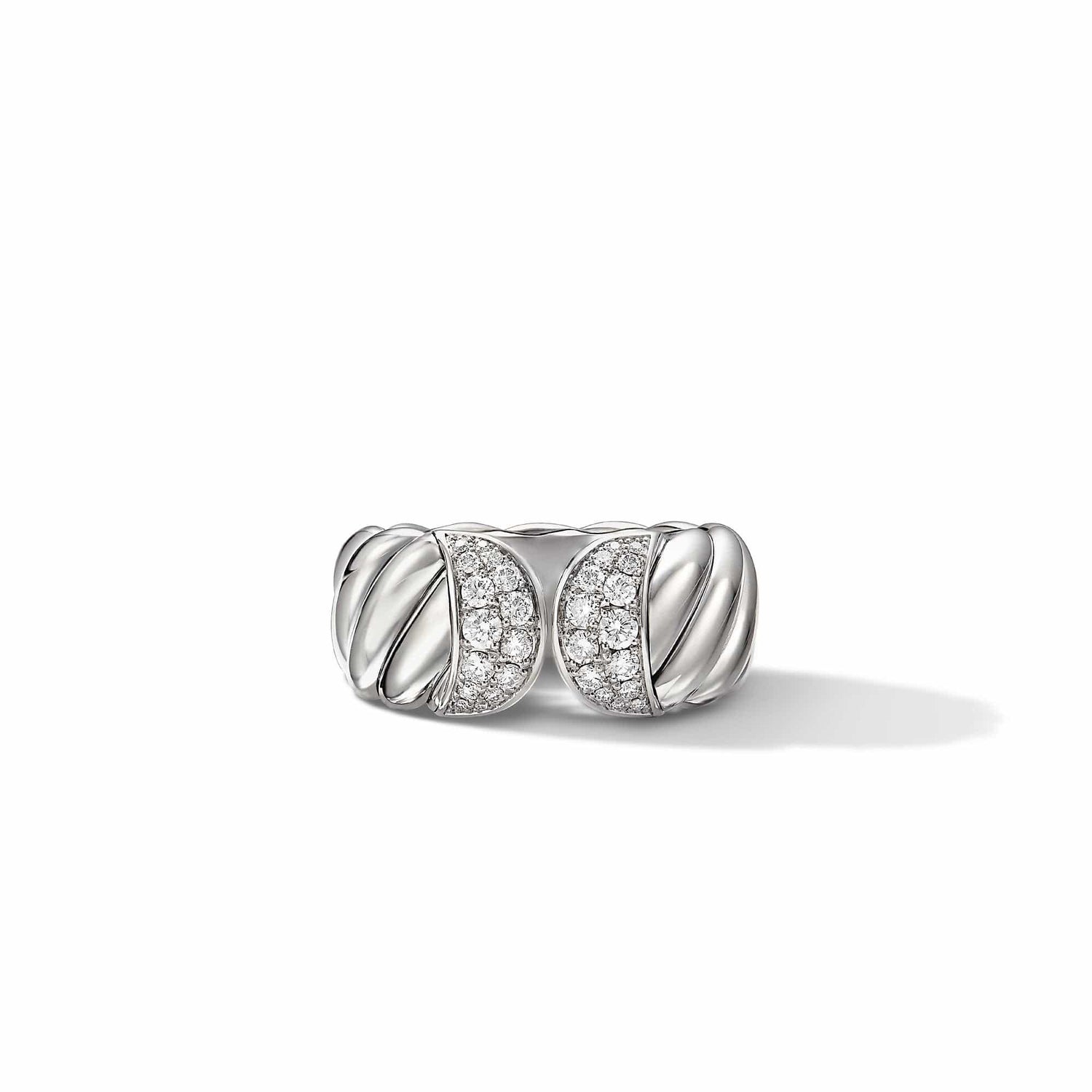 Sculpted Cable Ring with Pave Diamonds - David Yurman- Diamond Cellar