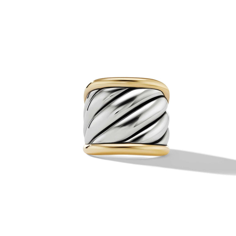 Sculpted Cable Saddle Ring with 18K Yellow Gold - David Yurman- Diamond Cellar