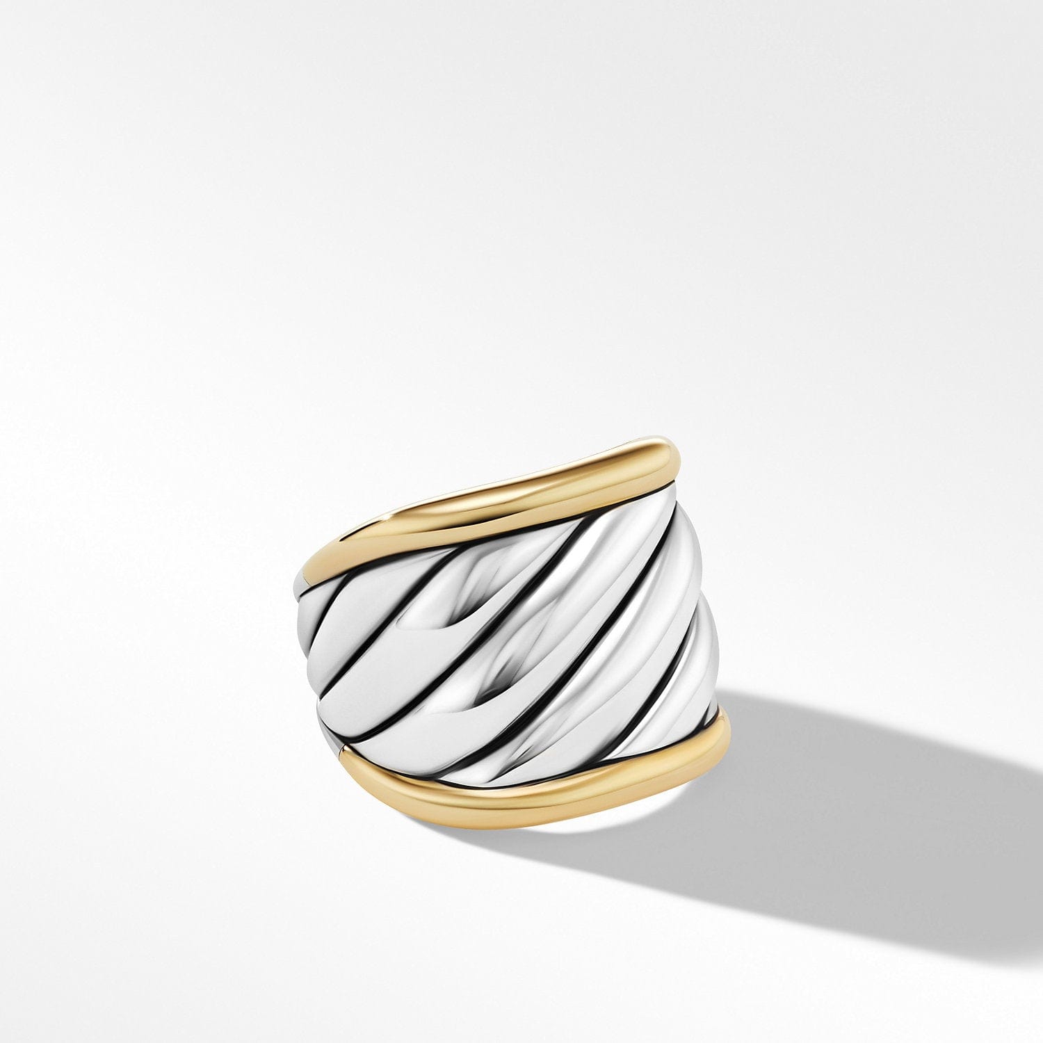 Sculpted Cable Saddle Ring with 18K Yellow Gold - David Yurman- Diamond Cellar