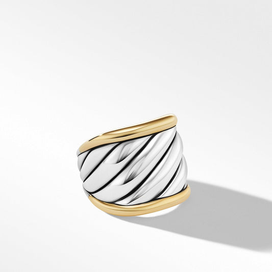Sculpted Cable Saddle Ring with 18K Yellow Gold - David Yurman- Diamond Cellar