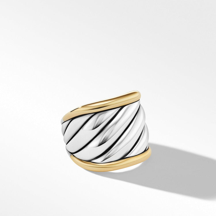 Sculpted Cable Saddle Ring with 18K Yellow Gold - David Yurman- Diamond Cellar