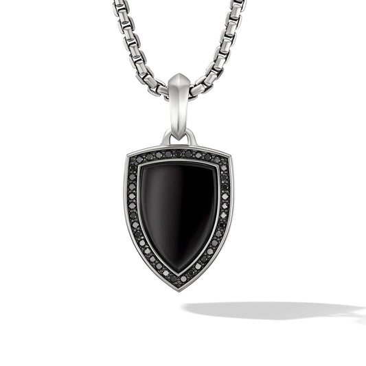 Shield Amulet in Sterling Silver with Black Onyx and Pave Black Diamonds - David Yurman- Diamond Cellar