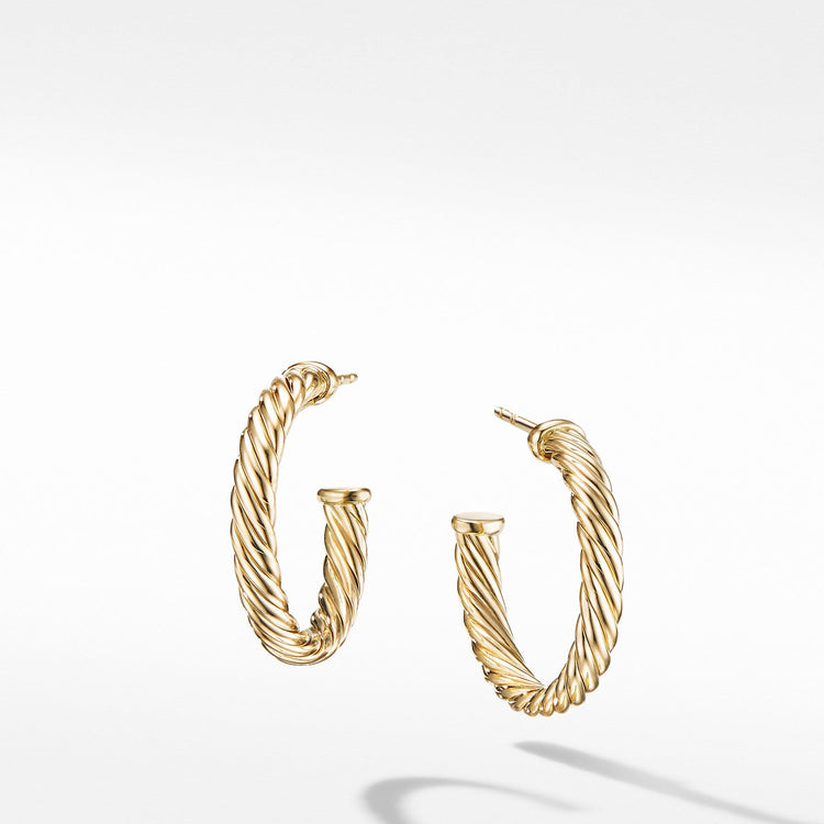 Small Cablespira Hoop Earrings in 18K Yellow Gold - David Yurman- Diamond Cellar