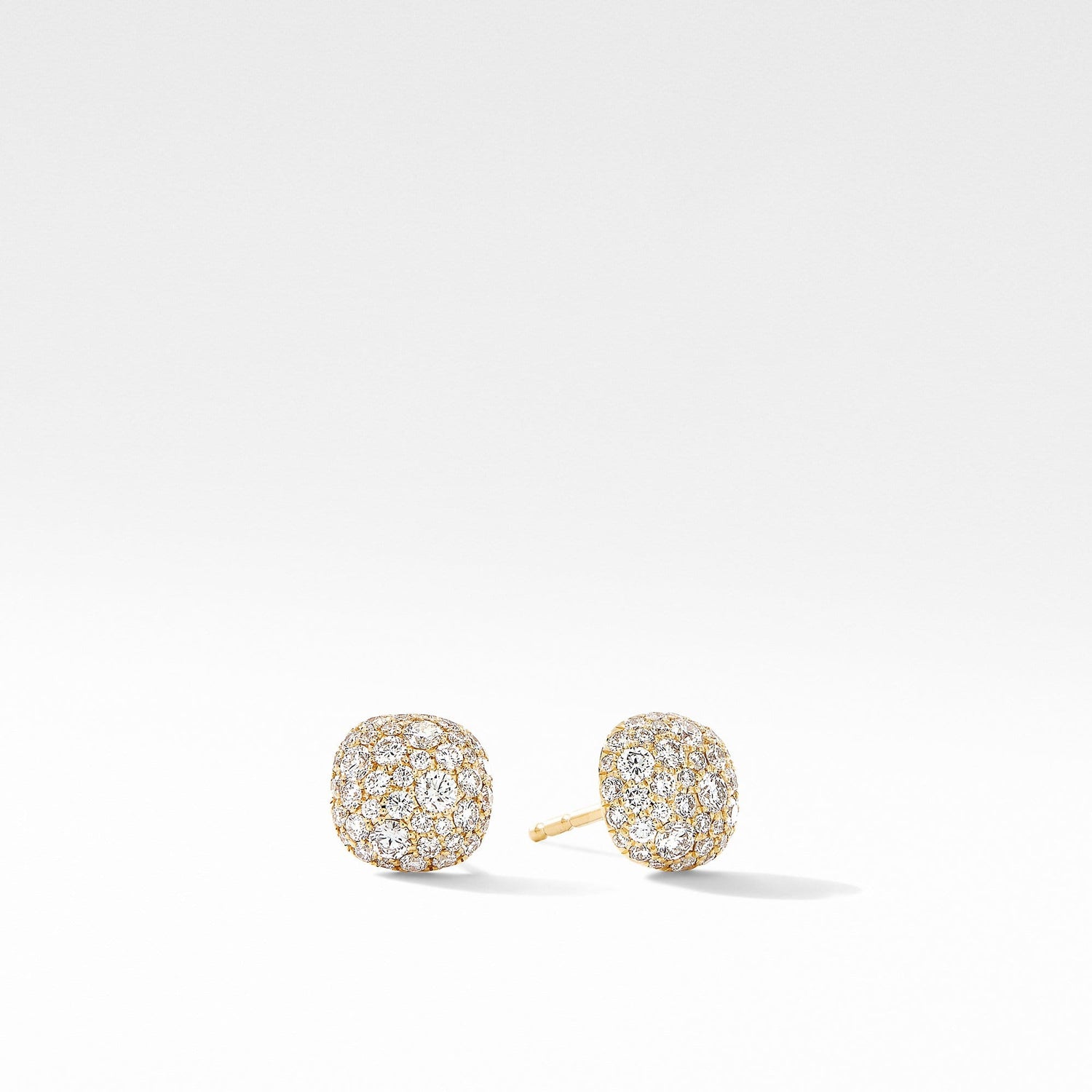 Small Cushion Stud Earrings in 18K Yellow Gold with Pave Diamonds - David Yurman- Diamond Cellar
