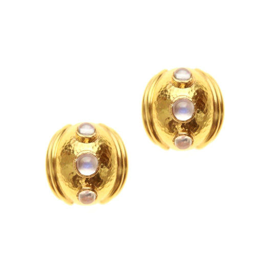 Small Moonstone Puff Earring - Elizabeth Locke Jewels- Diamond Cellar