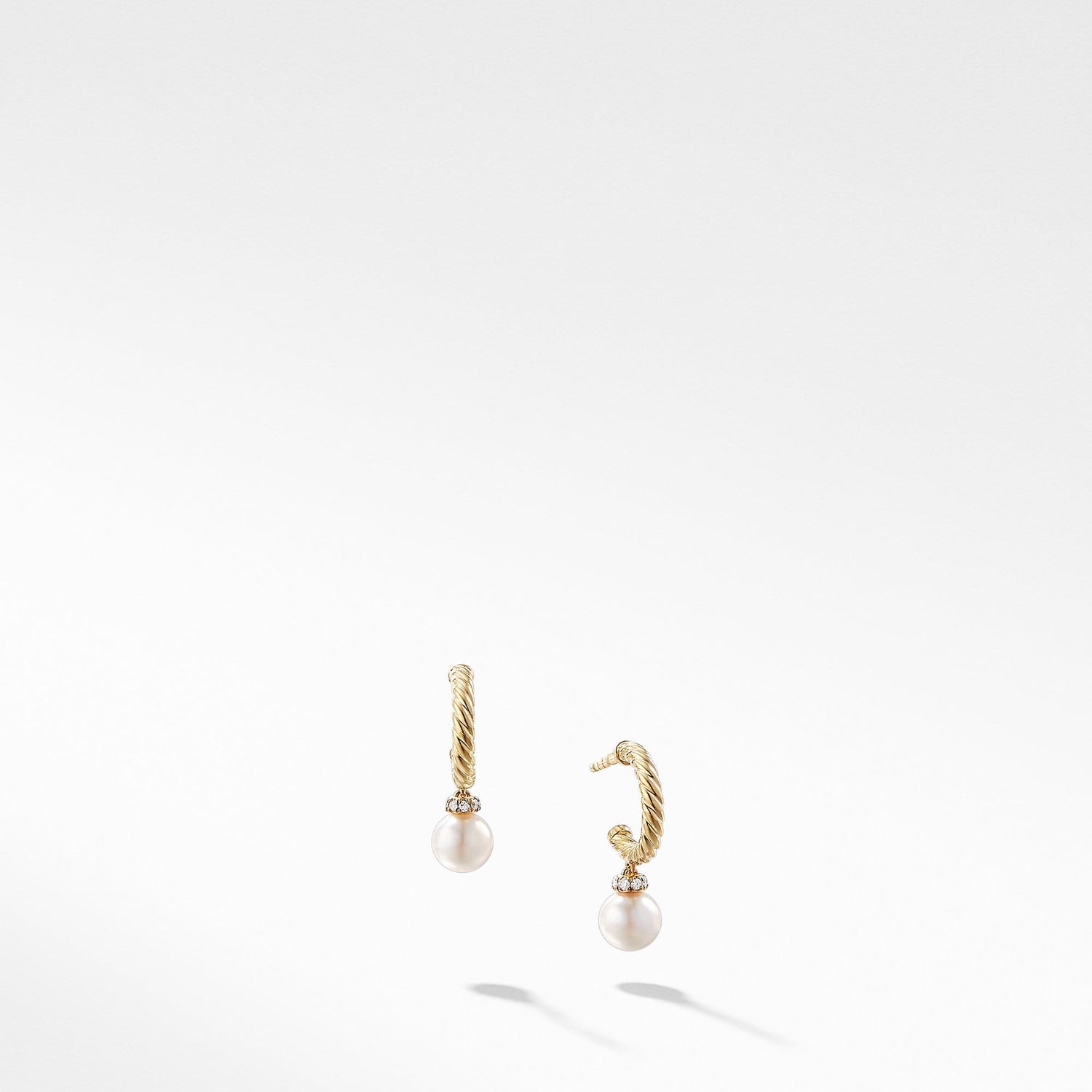 Solari Hoop Earrings with Cultured Pearl and Diamonds in 18K Gold - David Yurman- Diamond Cellar