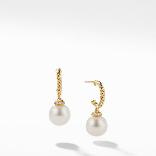 Solari Hoop Earrings with Diamonds and Pearls in 18K Gold - David Yurman- Diamond Cellar